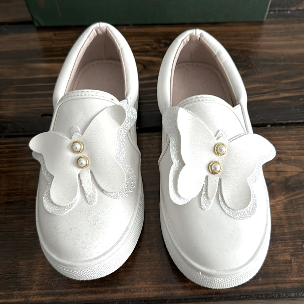 White Butterfly Loafers - Toddler Girl, New